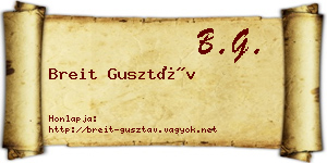 Breit Gusztáv névjegykártya